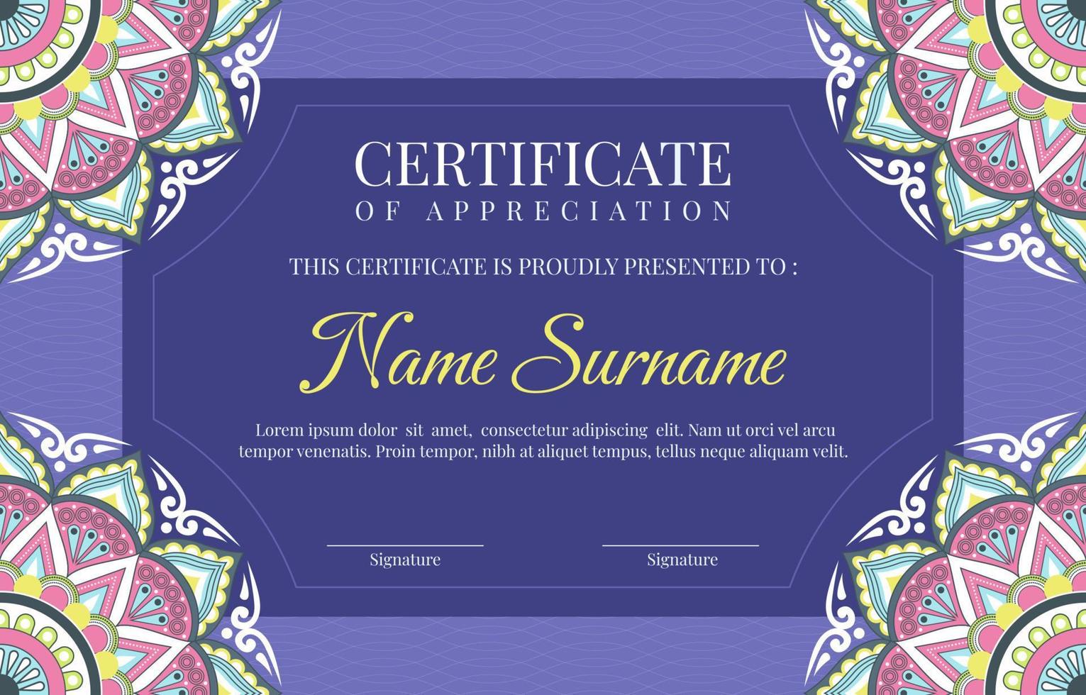 Creative Certificate With Mandala vector