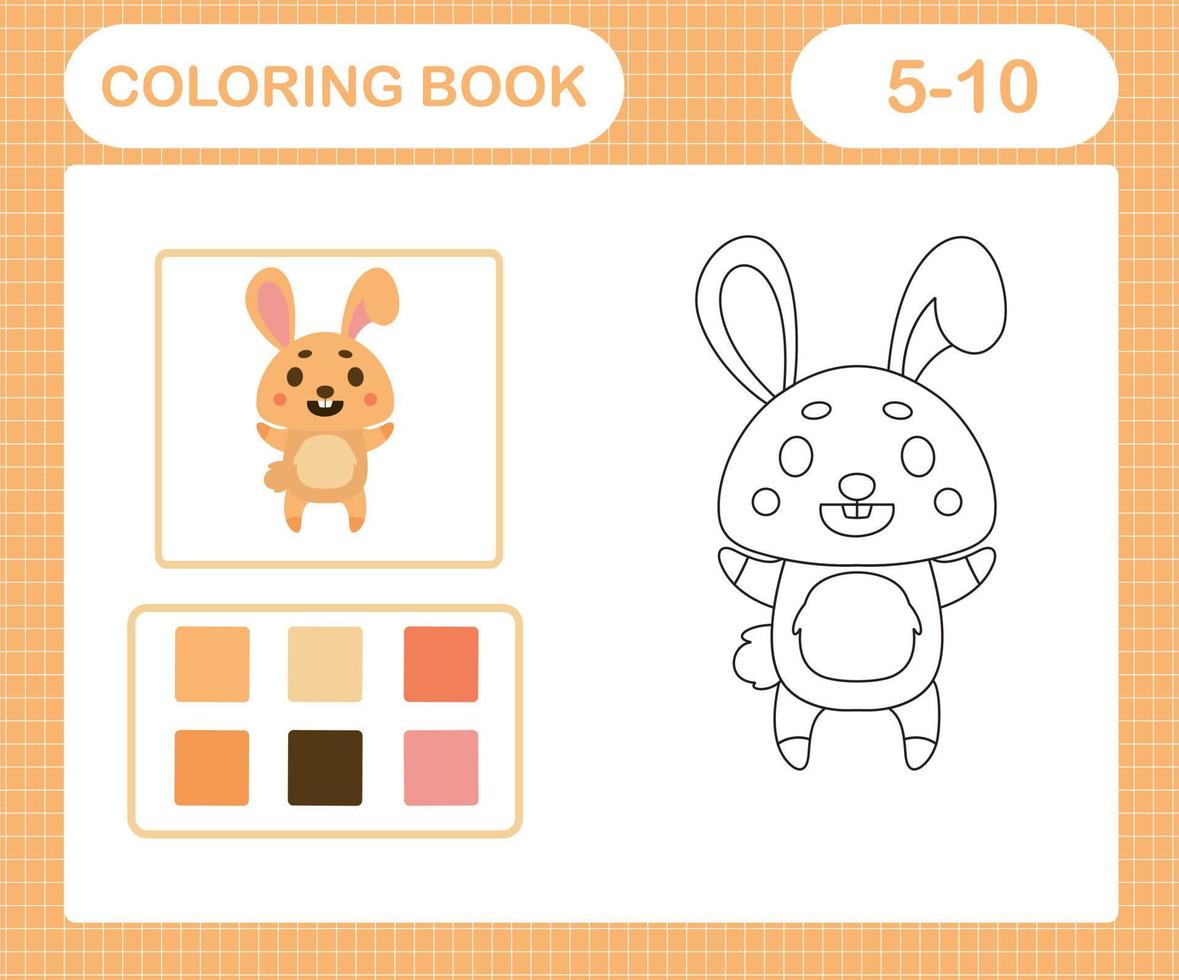 Coloring pages of cute rabbit education game for kids age 5 and 10 Year Old vector