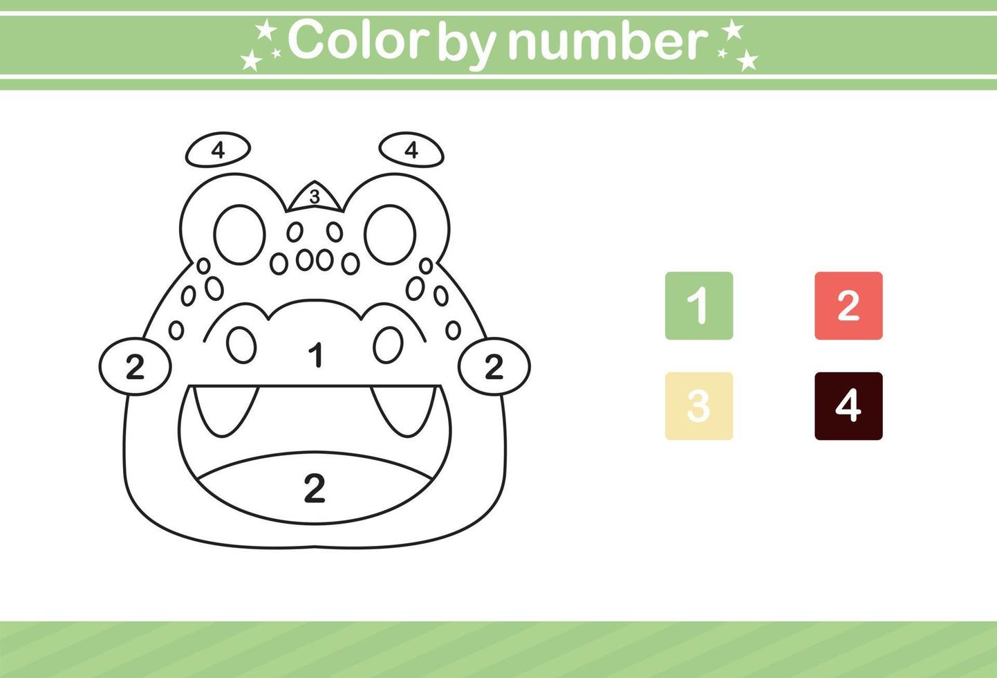 color by number of cute animal.Educational game suitable for kids and preschool vector