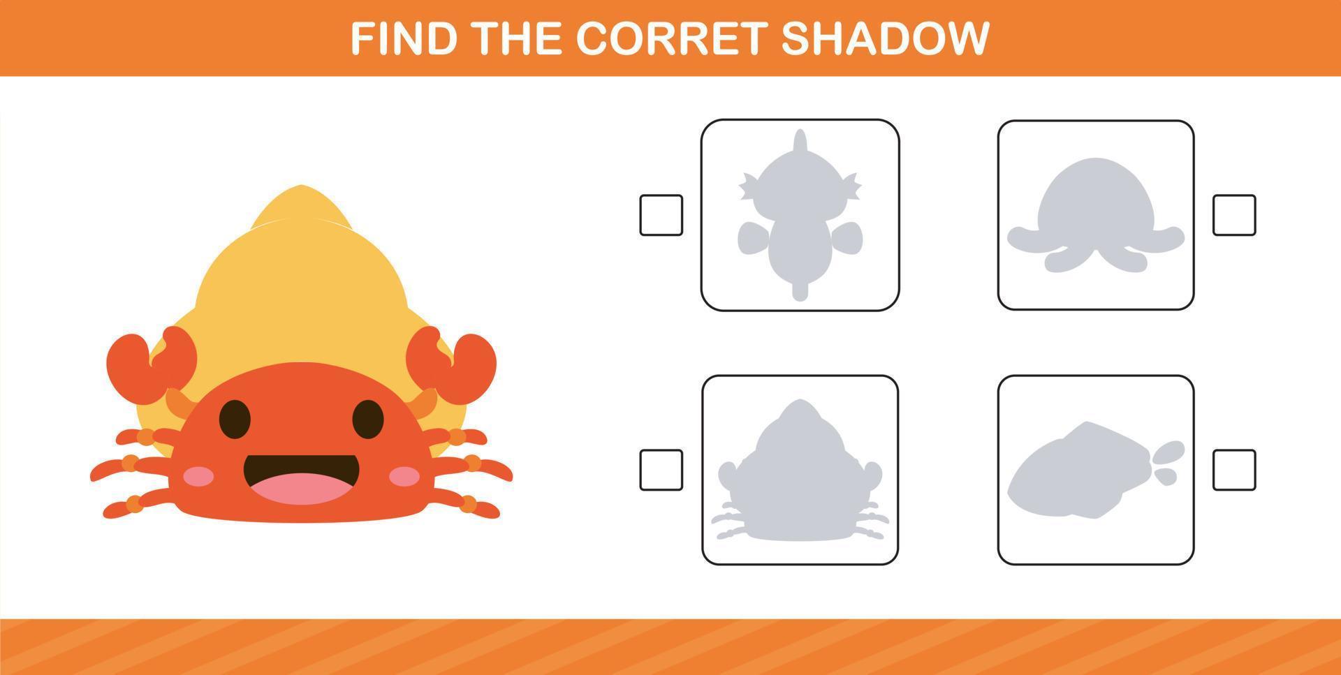 finding the correct shadow of cute animal education page game for kindergarten and preschool vector