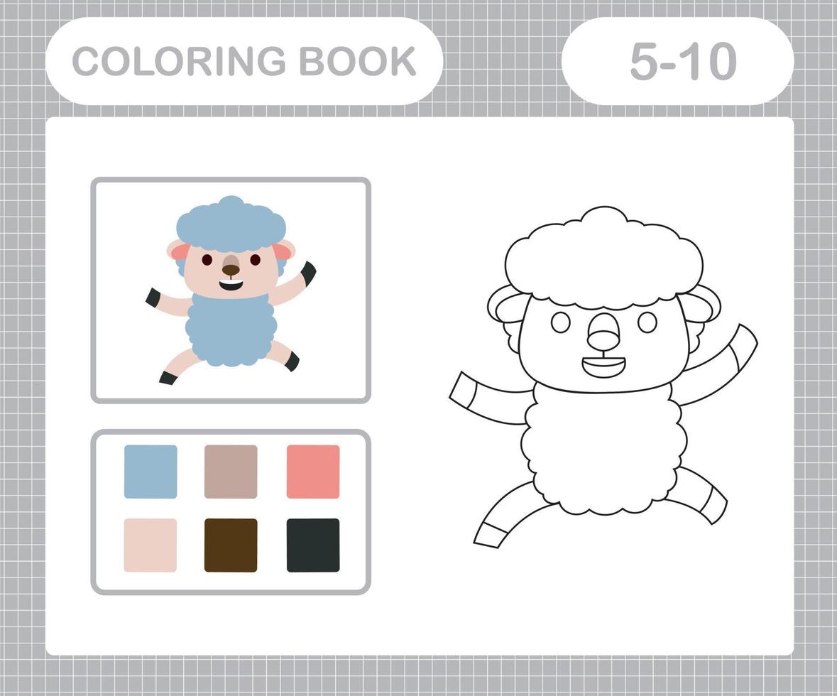 Coloring pages of cute sheep education game for kids age 5 and 10 Year Old vector