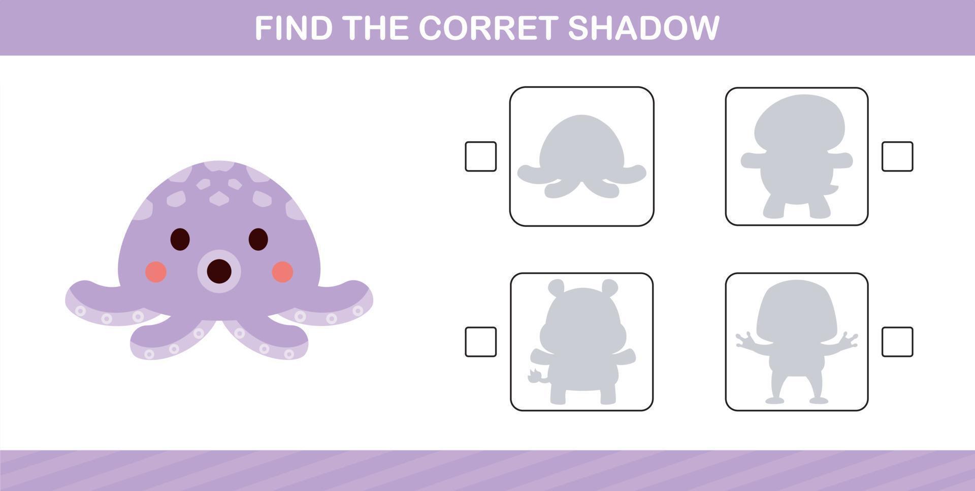 finding the correct shadow of cute animal education page game for kindergarten and preschool vector