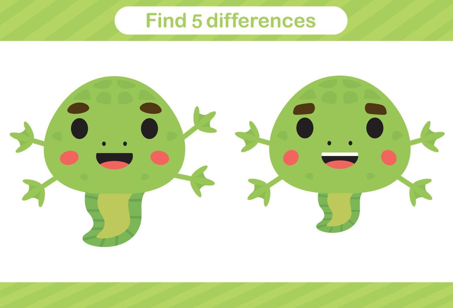 Find five differences of animal Education game for kids Educational page vector