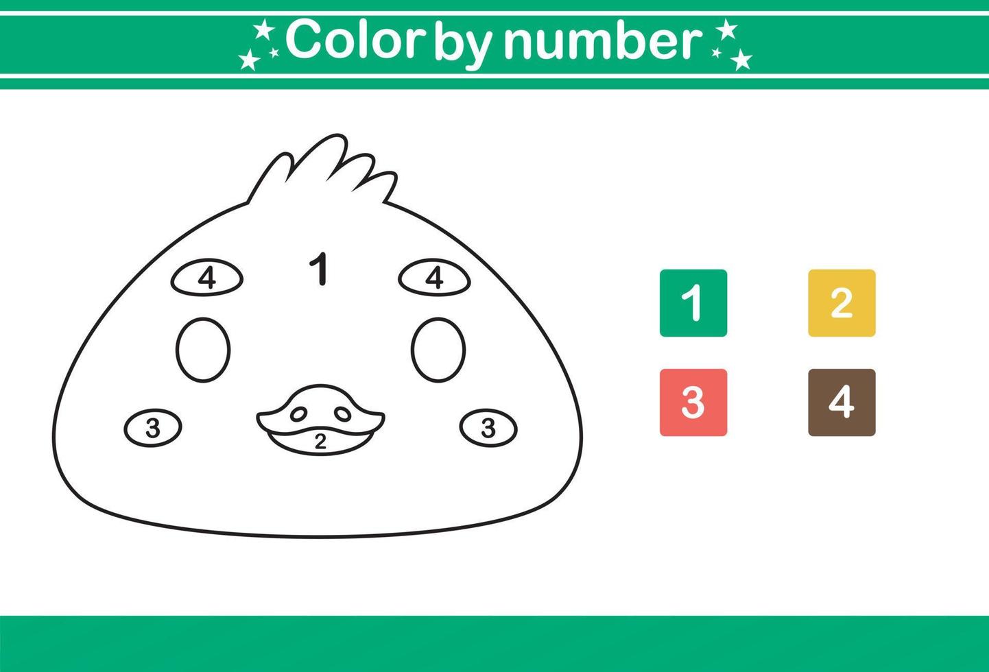 color by number of cute animal.Educational game suitable for kids and preschool vector