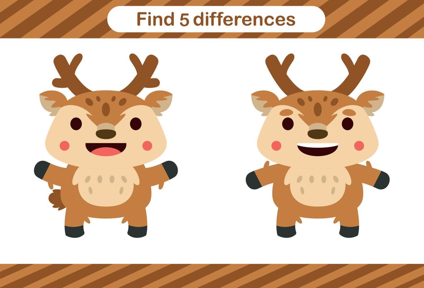 Find five differences of animal Education game for kids Educational page vector
