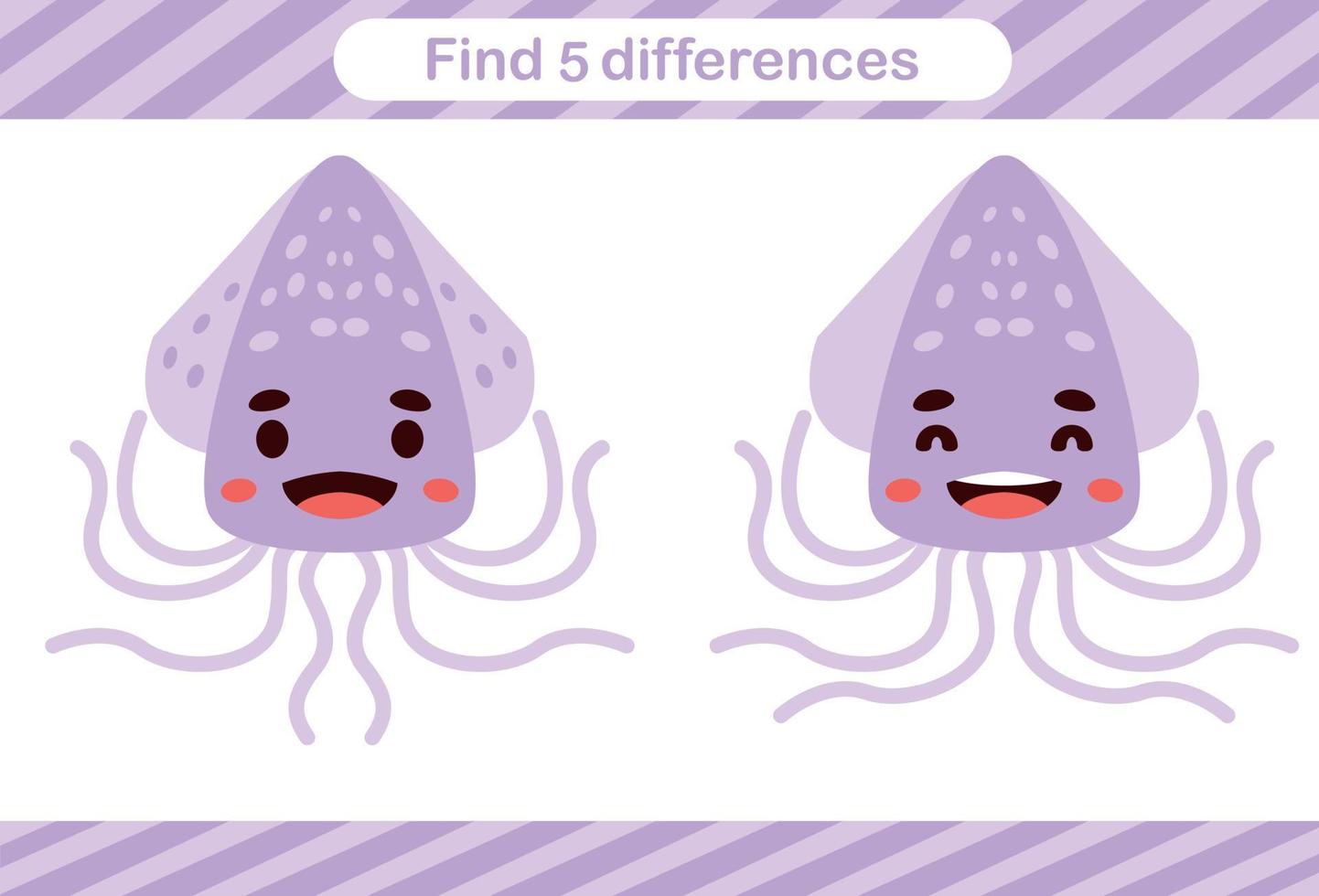 Find five differences of animal Education game for kids Educational page vector