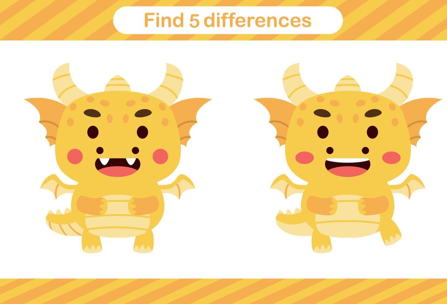 encuentra cinco diferencias del juego de educación animal para niños página educativa vector