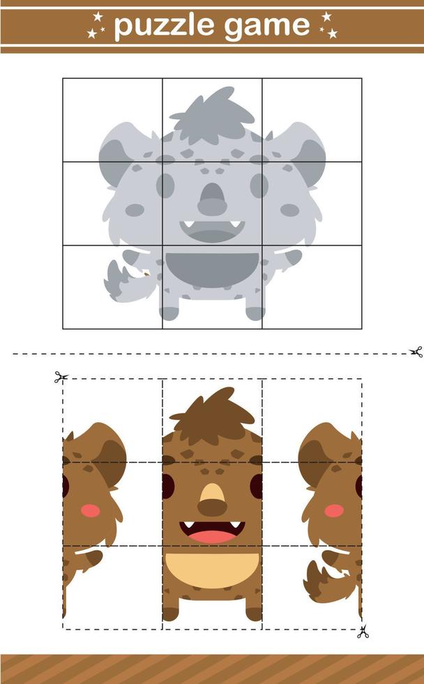 puzzle of cute animal jigsaw game for kids education worksheet game vector