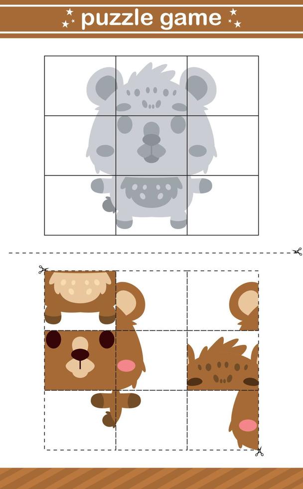 puzzle of cute animal jigsaw game for kids education worksheet game vector