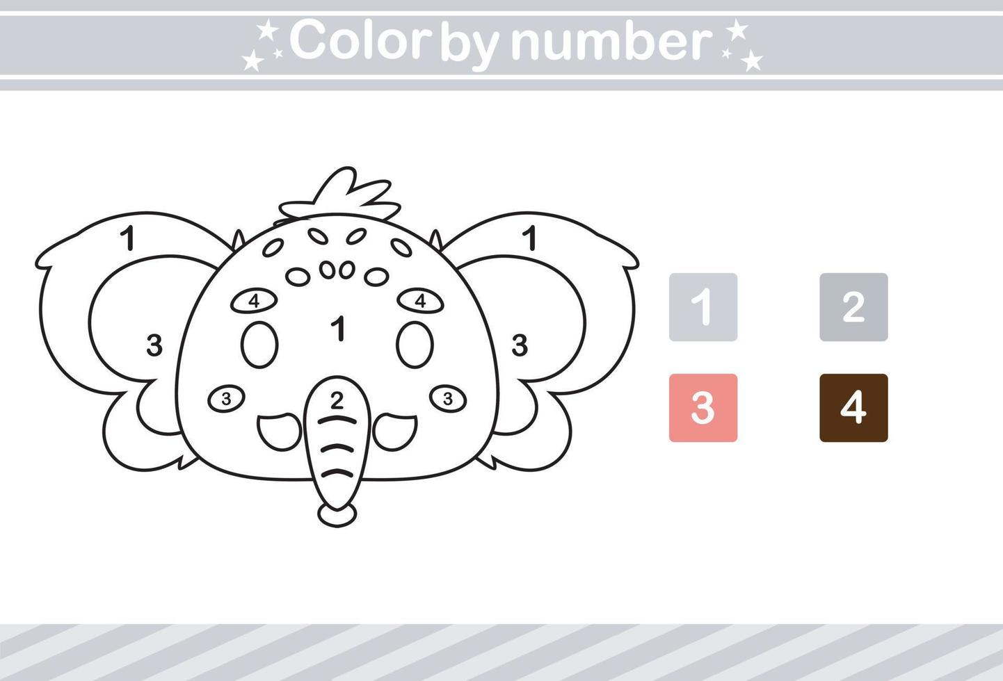 color by number of cute animal.Educational game suitable for kids and preschool vector