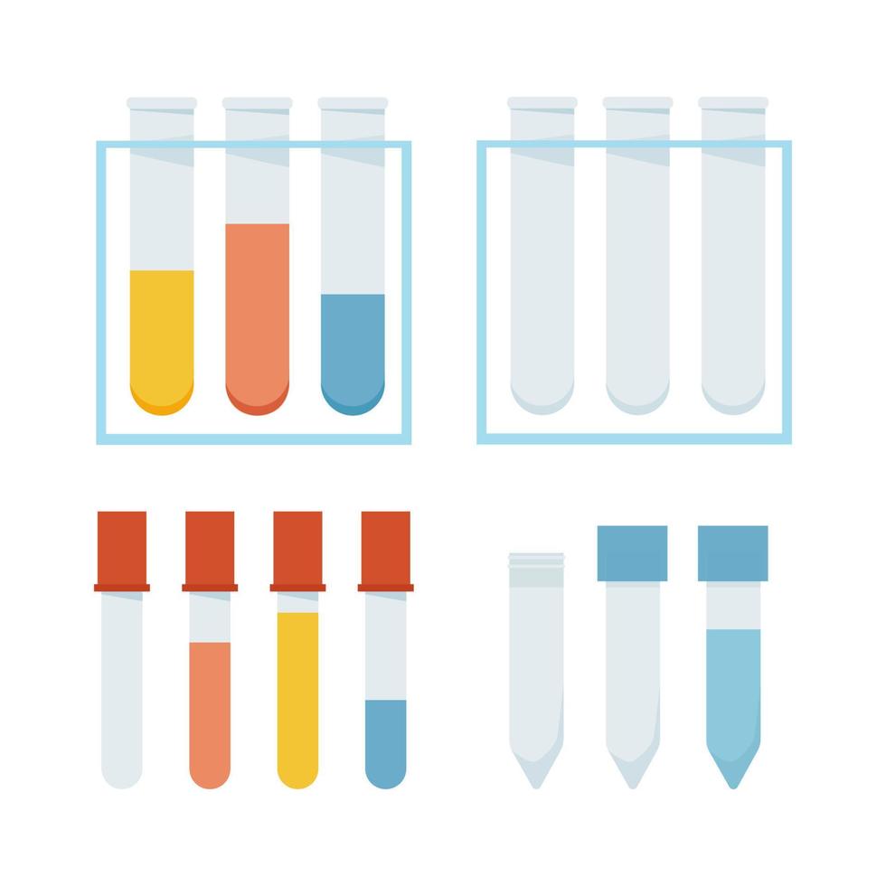 Set of different test tubes with colored liquid vector