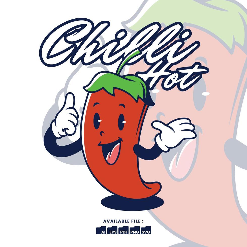 vector Clásico retro mascota personaje logo un chile