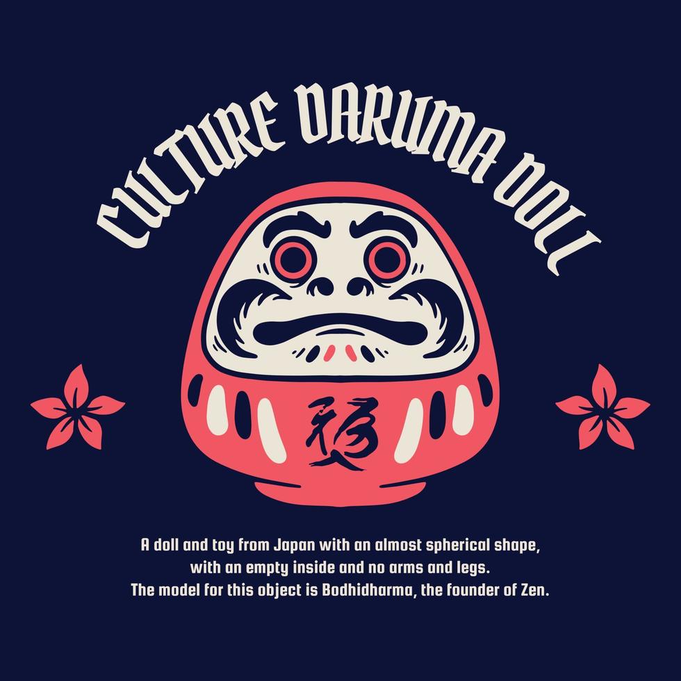 daruma muñeca camiseta diseño vector