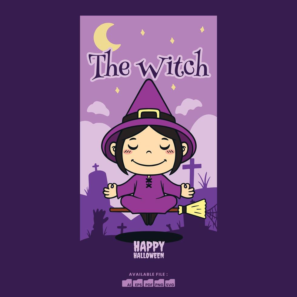 Witch halloween costume character vector
