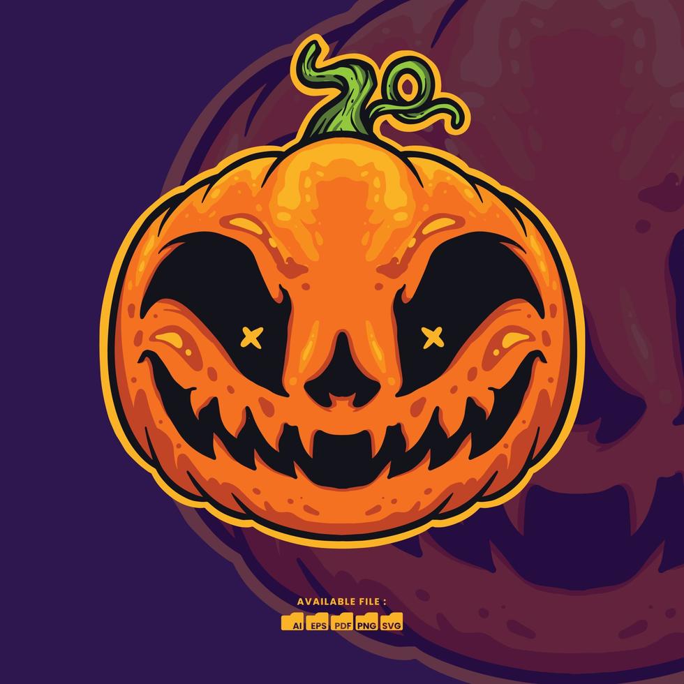 ilustración de cabeza de calabaza vector