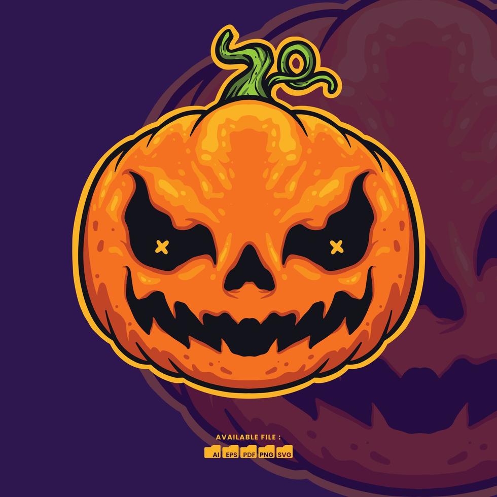 ilustración de cabeza de calabaza vector