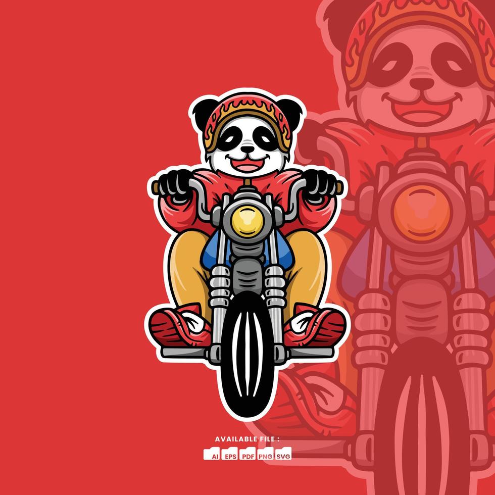 Panda Riding Illustration vector