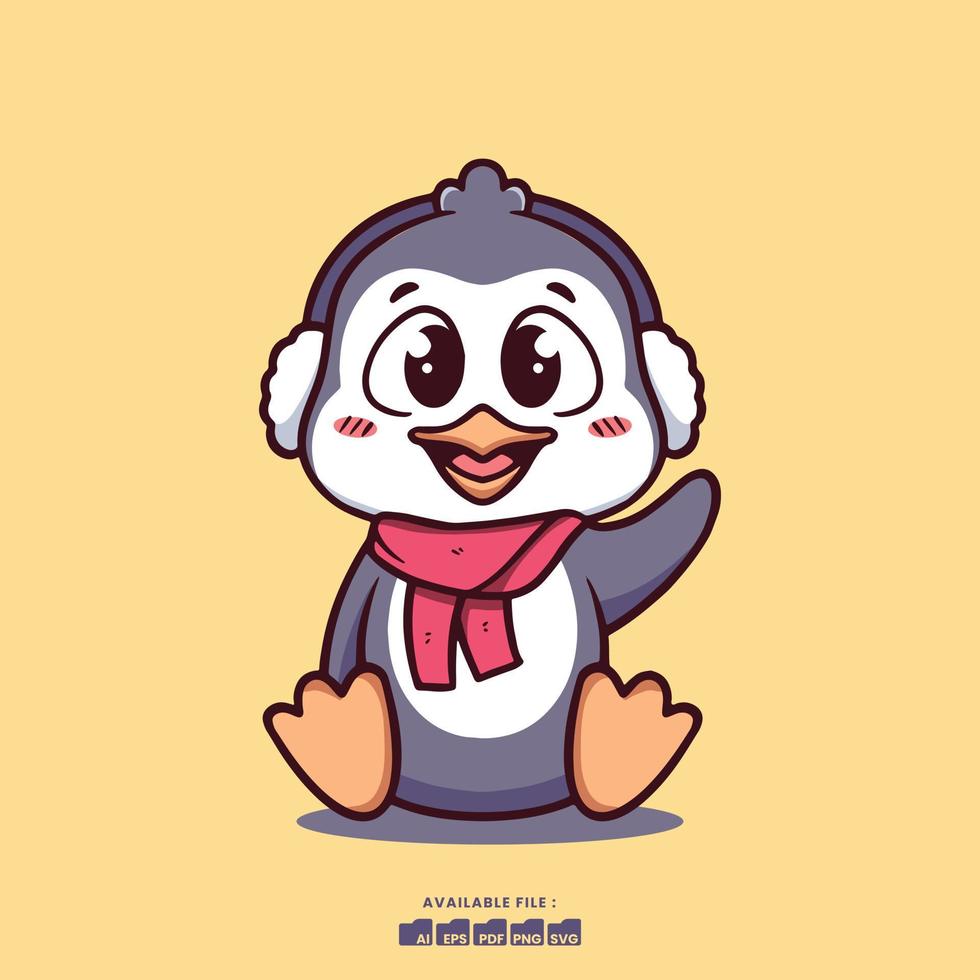 linda pinguin dibujos animados para niños vector