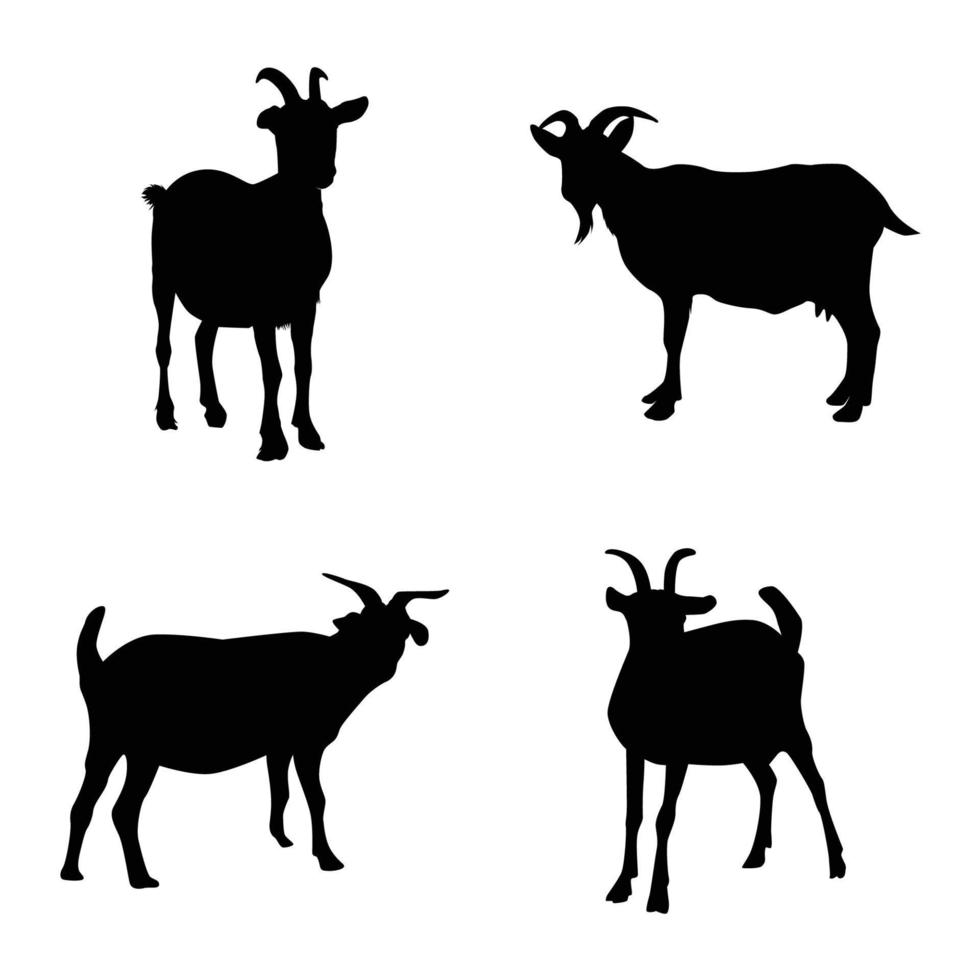 Goat silhouette collection. Rural farm animals on a white background vector