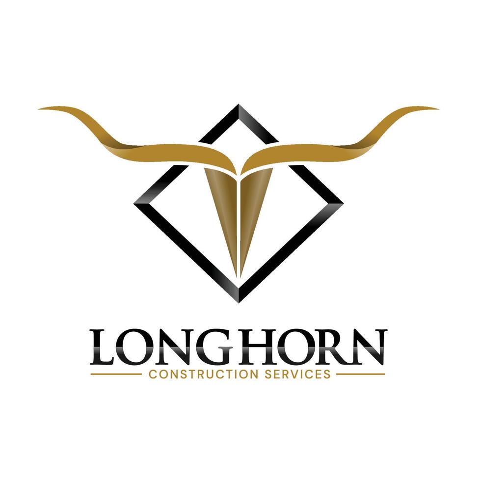 Texas Longhorn Western Bull Construction Logo Design vector