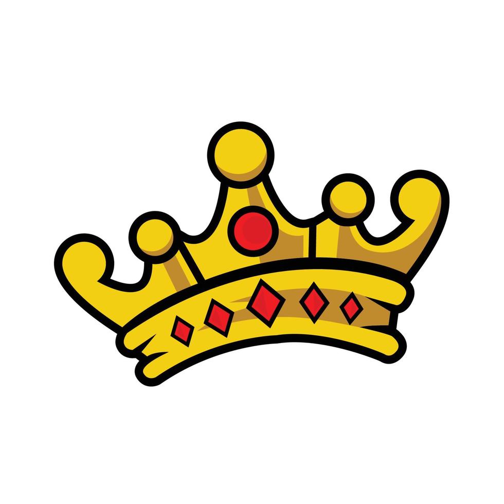 Golden crown cartoon. Vector jewelry for monarch on white background
