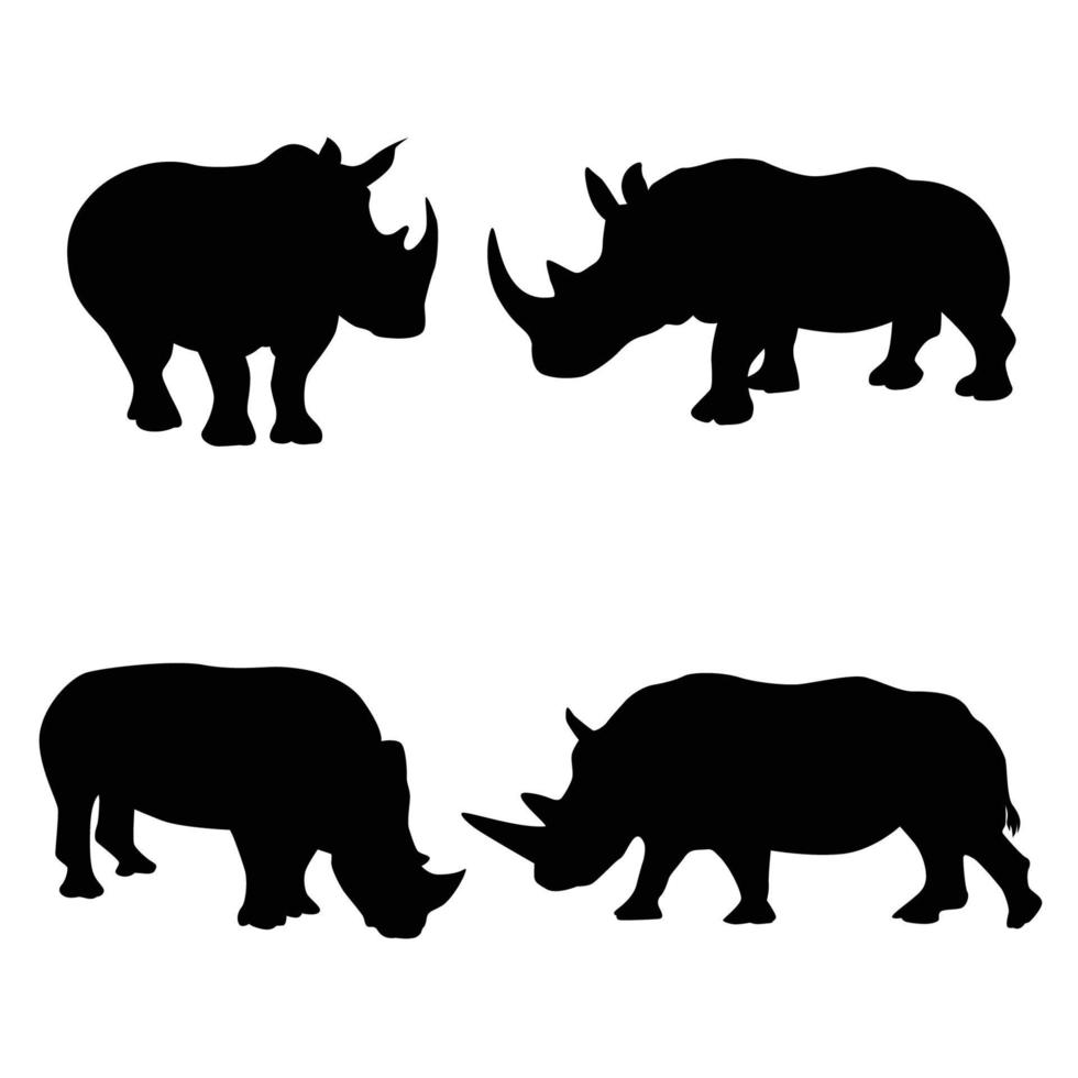 Silhouette of Rhinoceros on white background vector