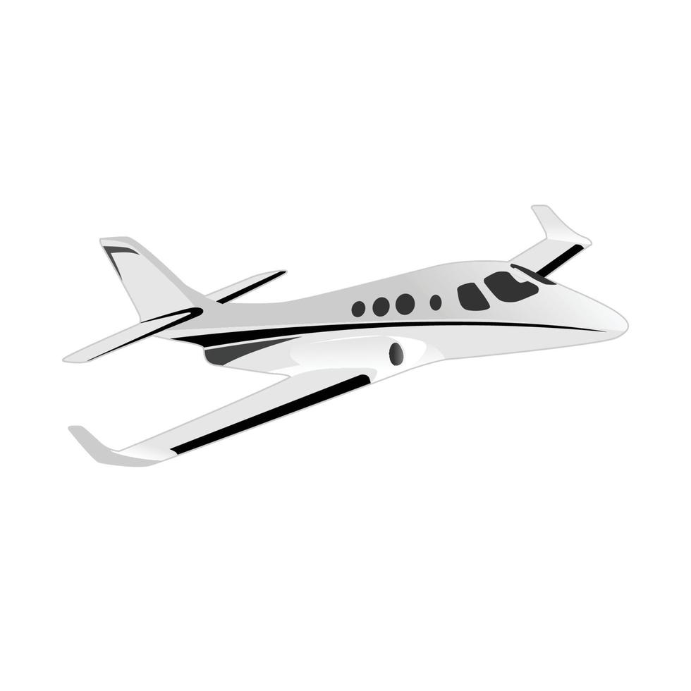 Side view of private jet airplane on white background vector