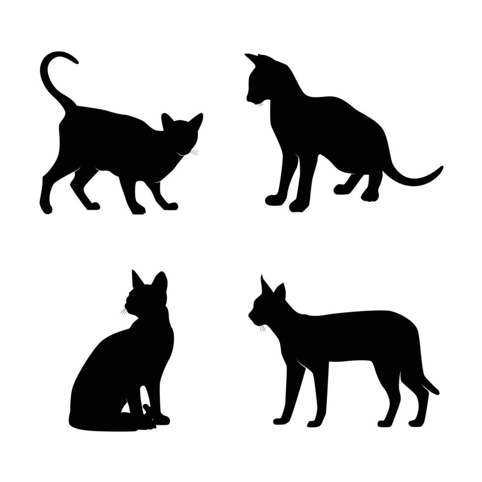 Set of cats Silhouettes on a white background vector