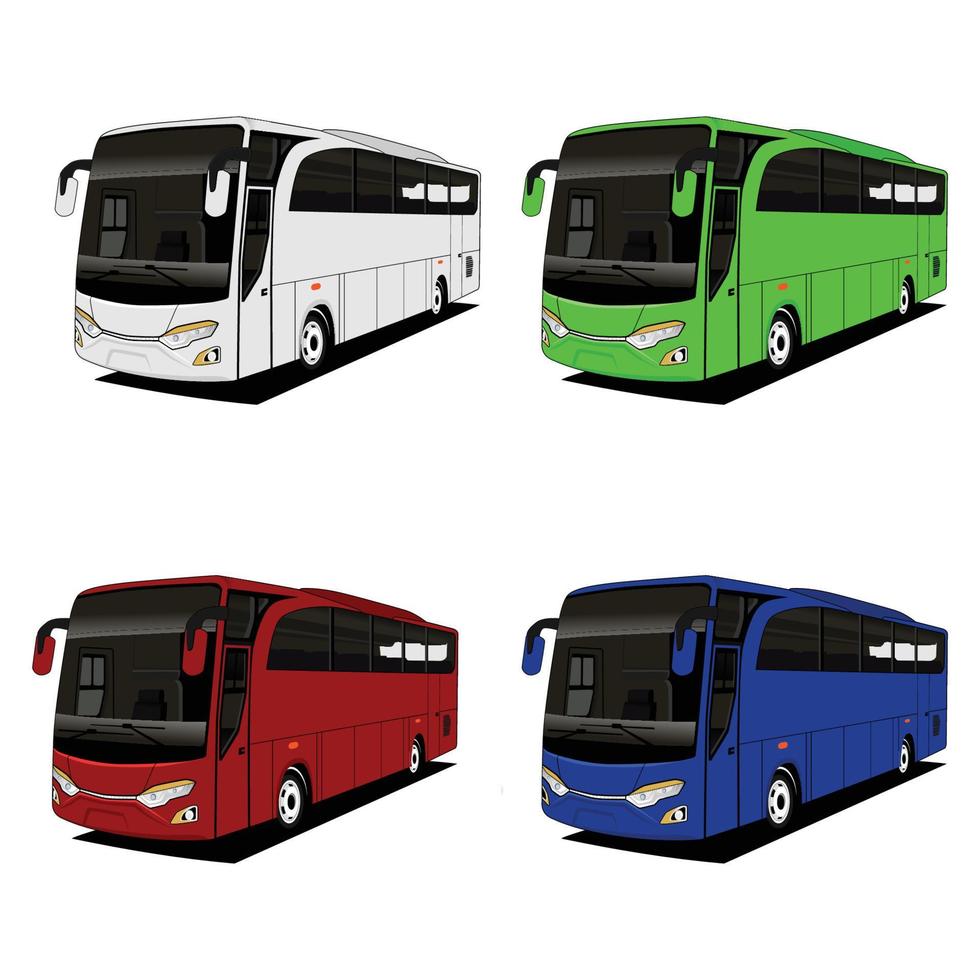 realista autobuses conjunto con diferente color. vector ilustración en blanco antecedentes