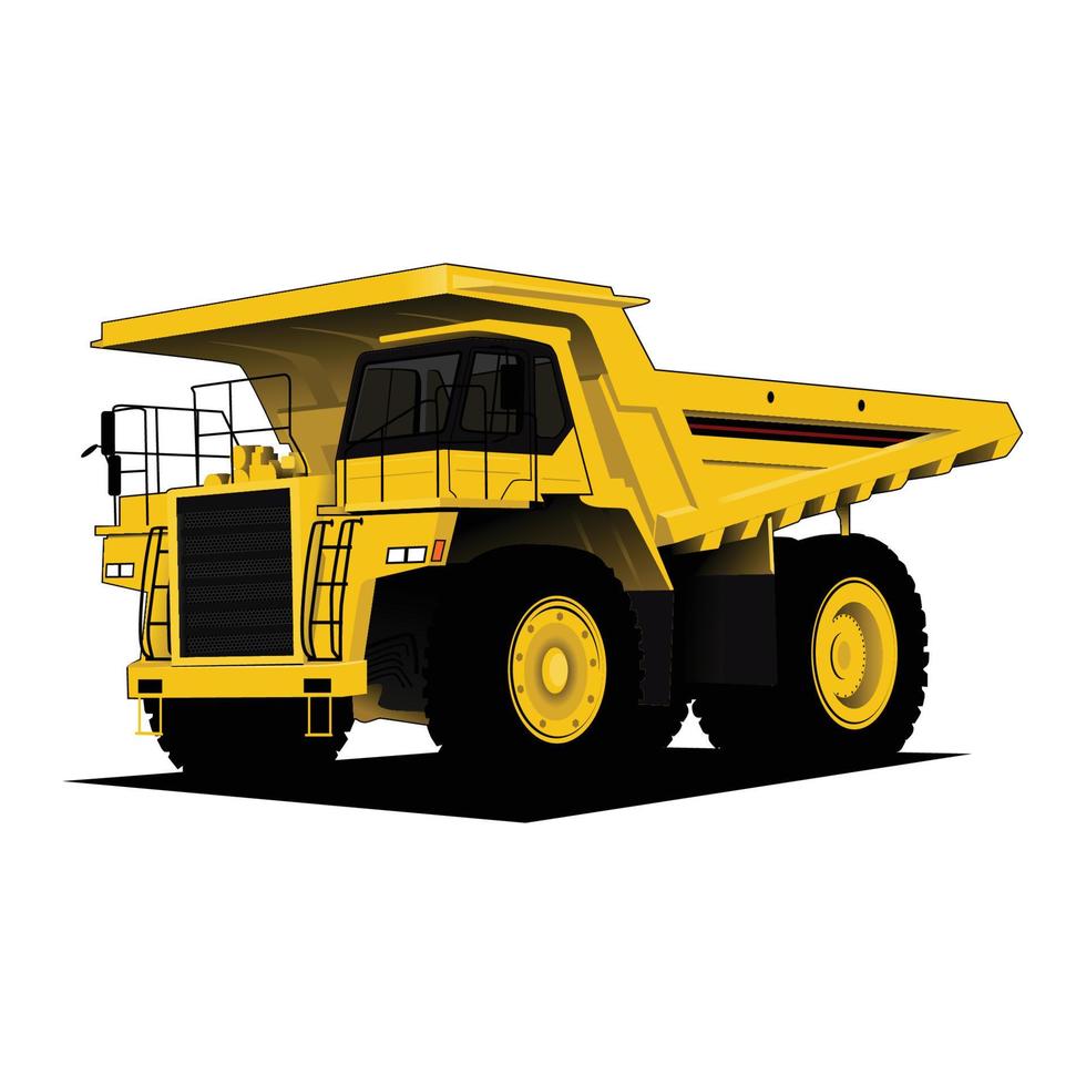 Large quarry dump truck on white background. Equipment for the high-mining industry. vector