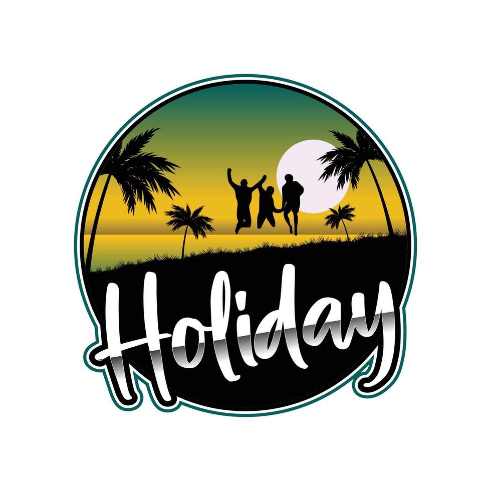 Summer beach logo vector illustration