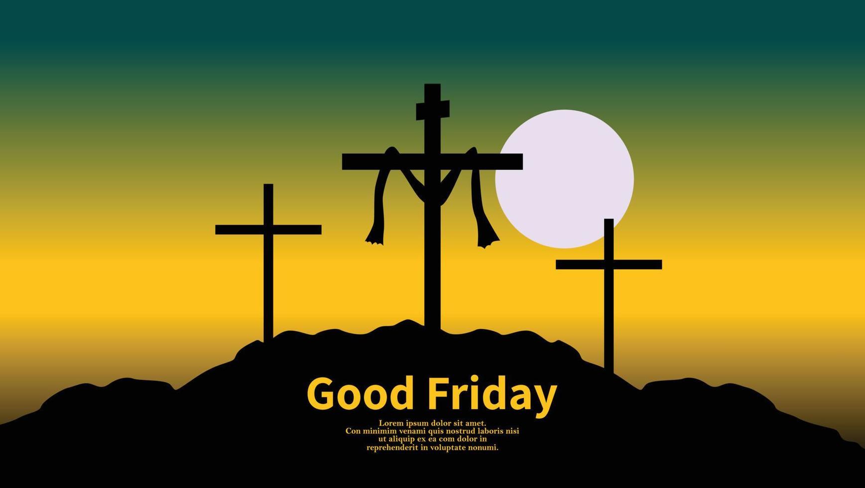 bueno viernes bandera y póster. bueno viernes es un cristiano fiesta conmemorando el crucifixión de Jesús y su muerte a calvario vector