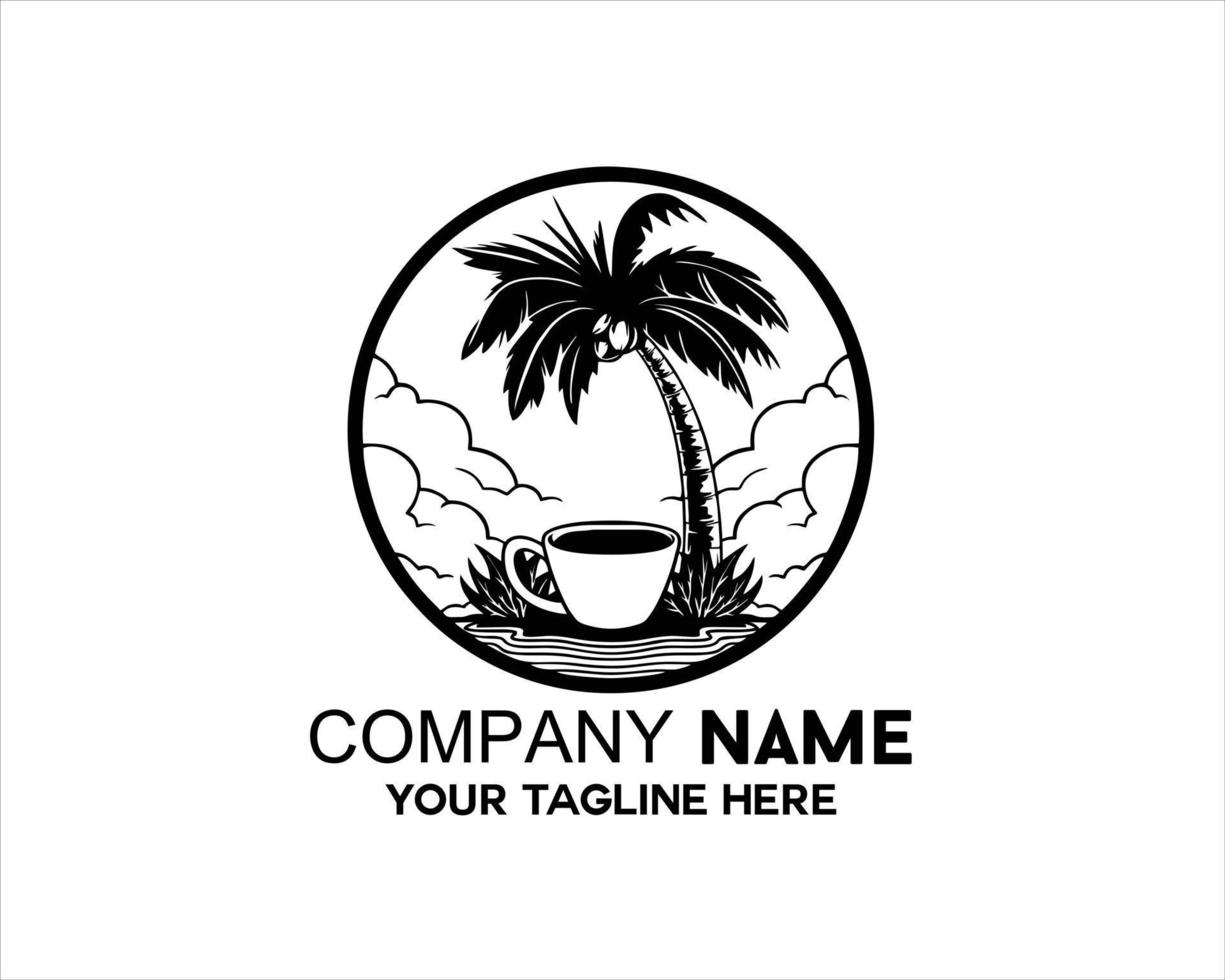 coconut tree silhouette logo with glass vector