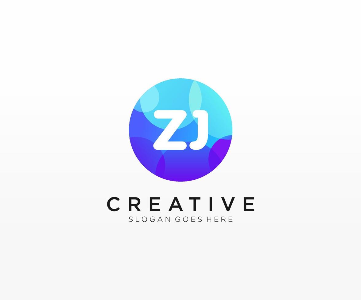 ZJ initial logo With Colorful Circle template vector. vector