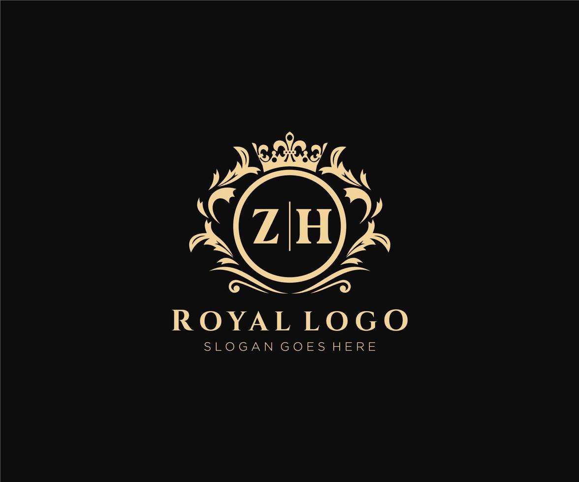 inicial Z h letra lujoso marca logo plantilla, para restaurante, realeza, boutique, cafetería, hotel, heráldico, joyas, Moda y otro vector ilustración.