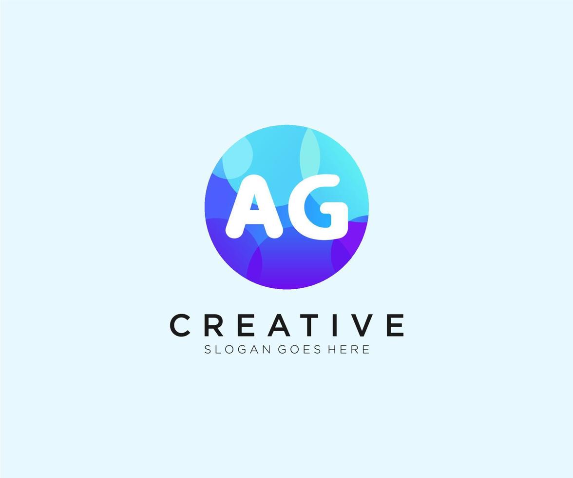 AG initial logo With Colorful Circle template vector. vector