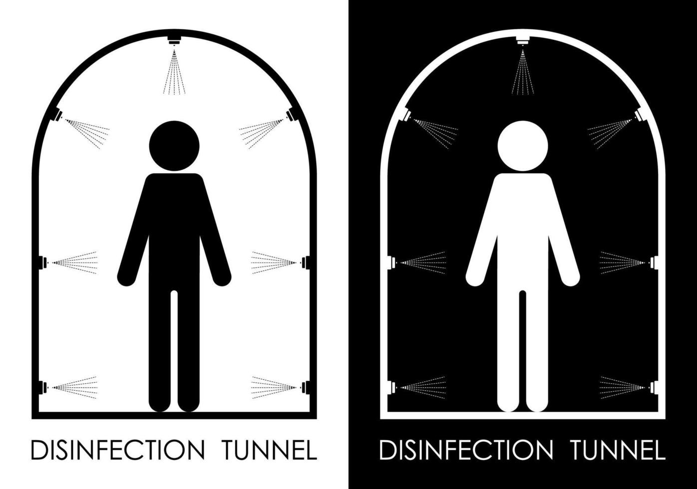 tunnel icon for disinfection and treatment of person in biological hazard. Fight against viruses and dacteria. Preventing the spread of disease. Vector