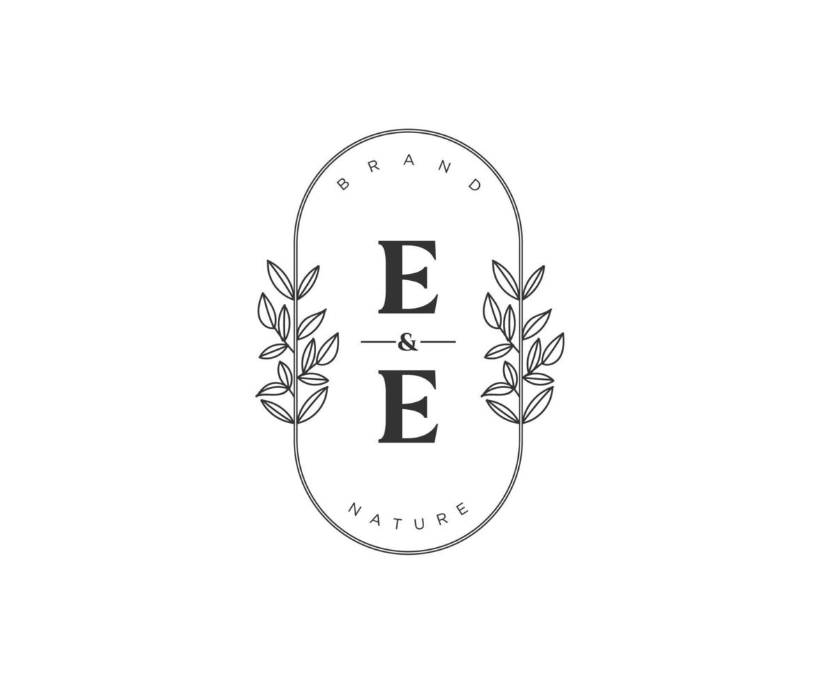 inicial ee letras hermosa floral femenino editable prefabricado monoline logo adecuado para spa salón piel pelo belleza boutique y cosmético compañía. vector