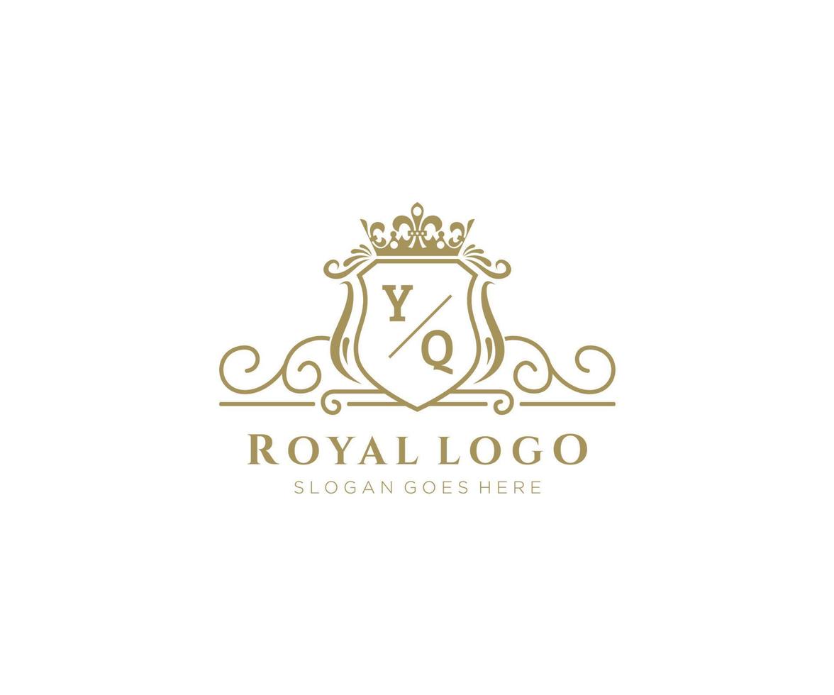 Initial YQ Letter Luxurious Brand Logo Template, for Restaurant, Royalty, Boutique, Cafe, Hotel, Heraldic, Jewelry, Fashion and other vector illustration.