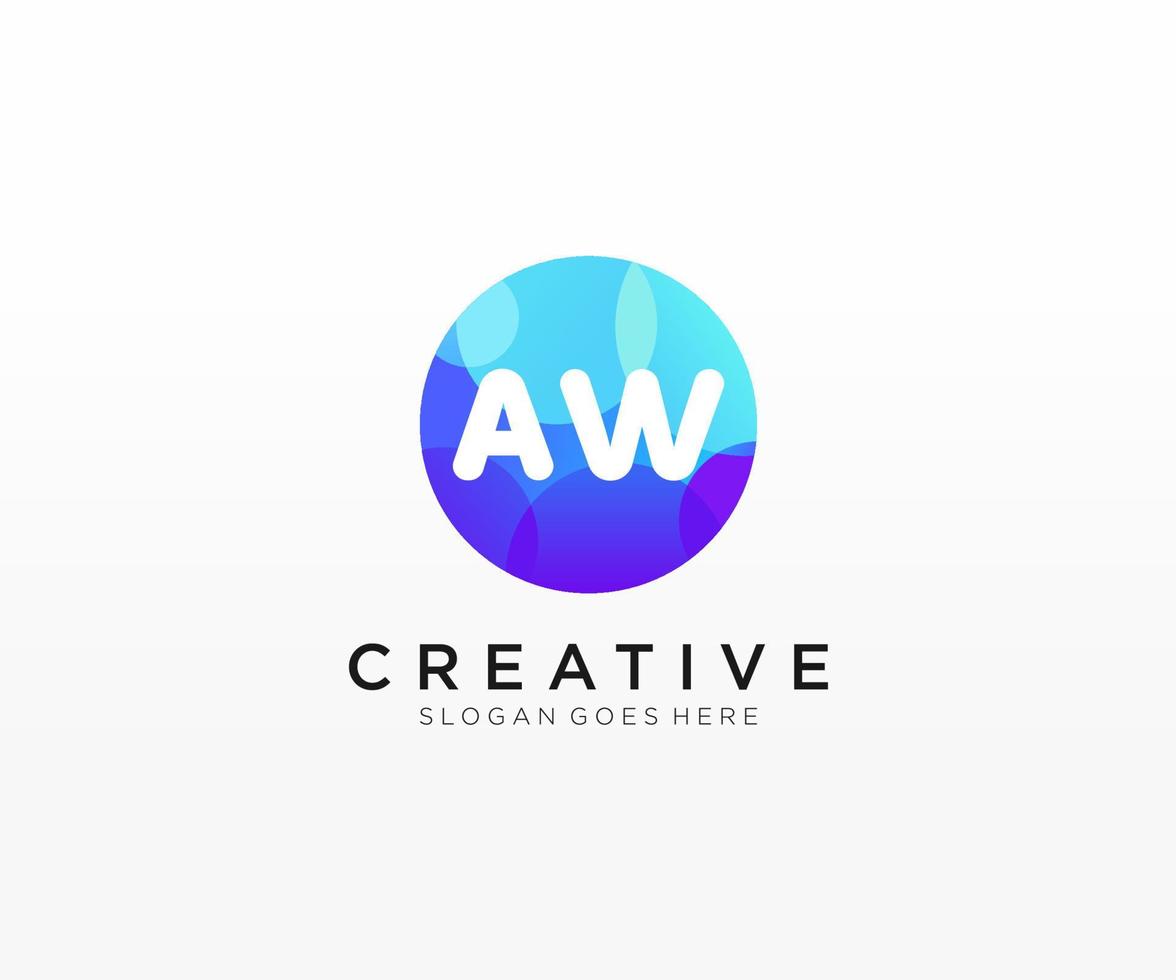 AW initial logo With Colorful Circle template vector. vector