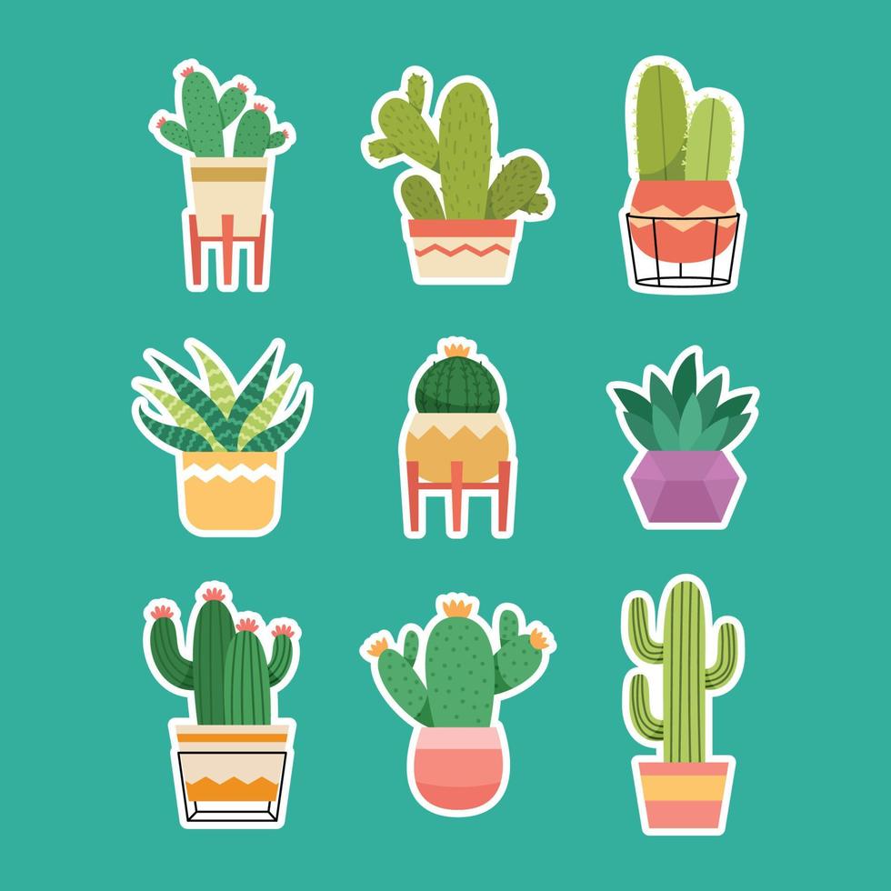Succulents Sticker Collection vector
