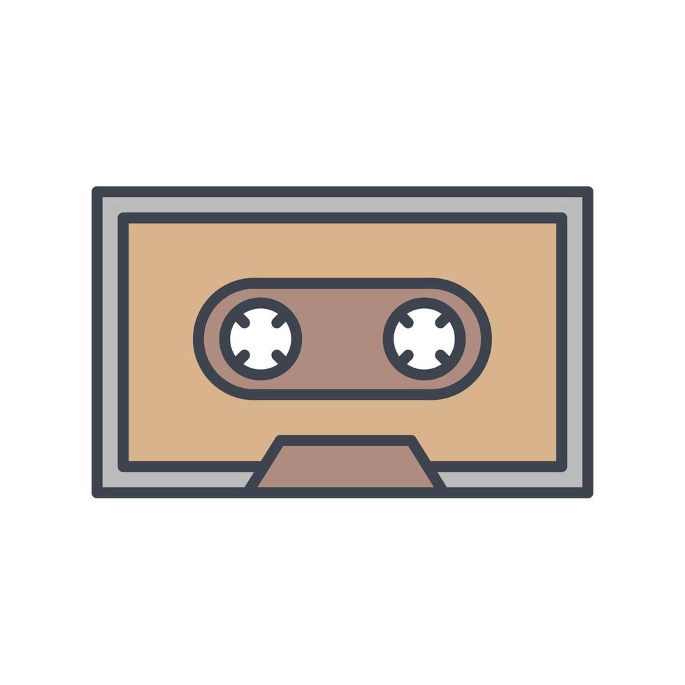 isolated cassette tape flat vector icon on white background