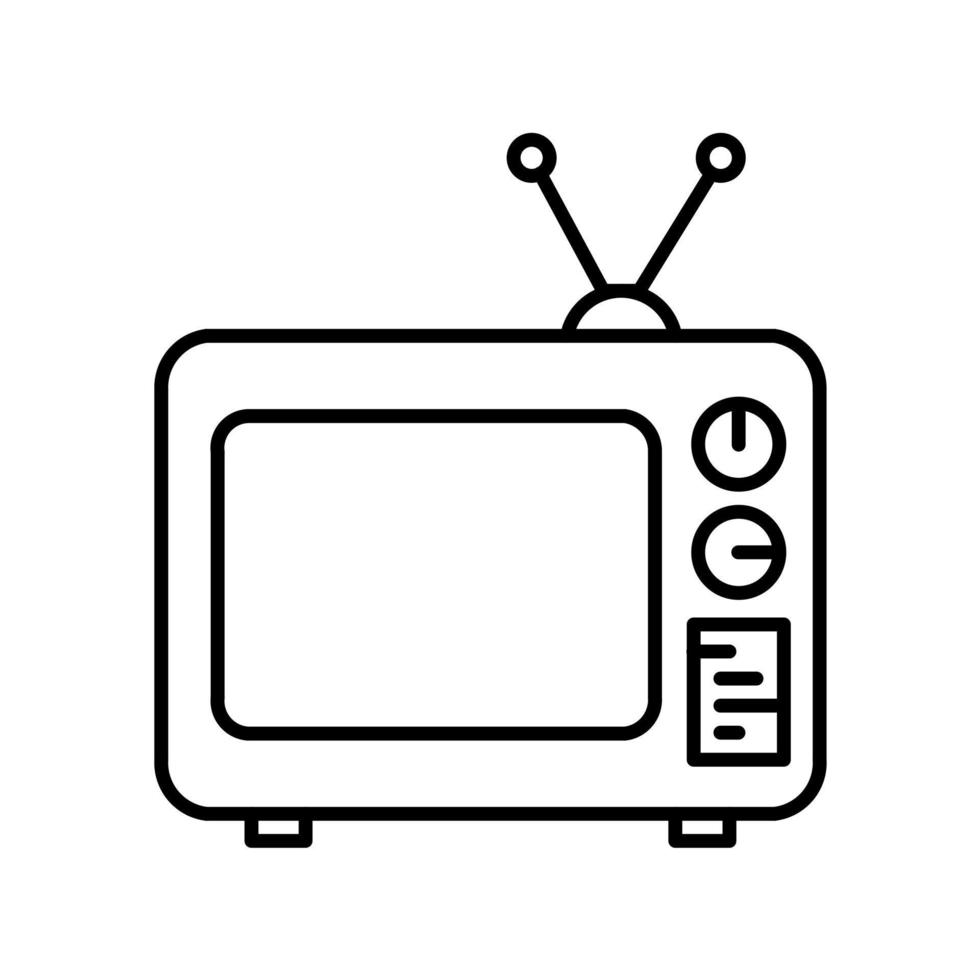 vintage television icon on white background. old tv outline vector icon. nostalgia television icon