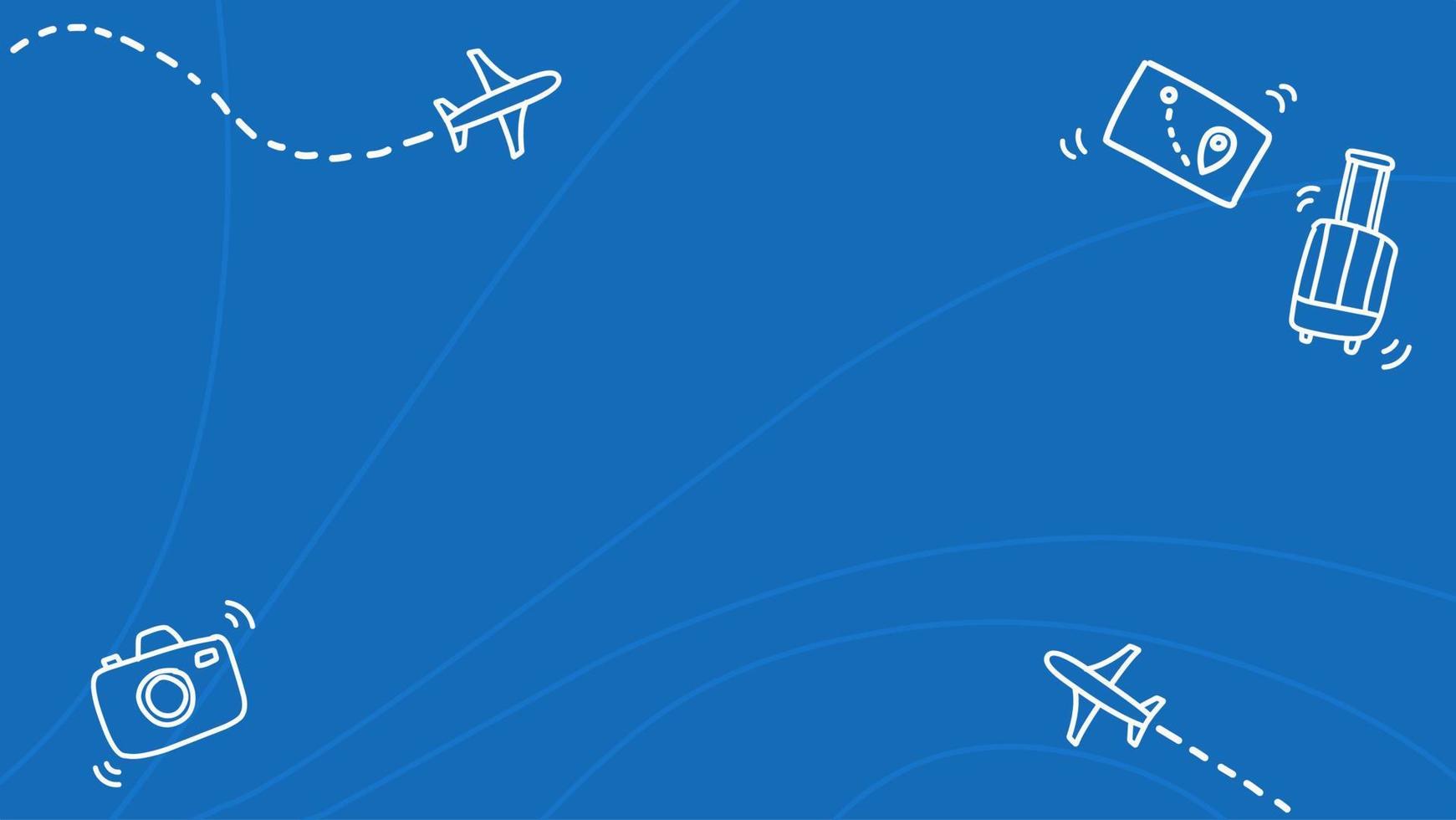 hand drawn travel template background on blue background. travel vector illustration.