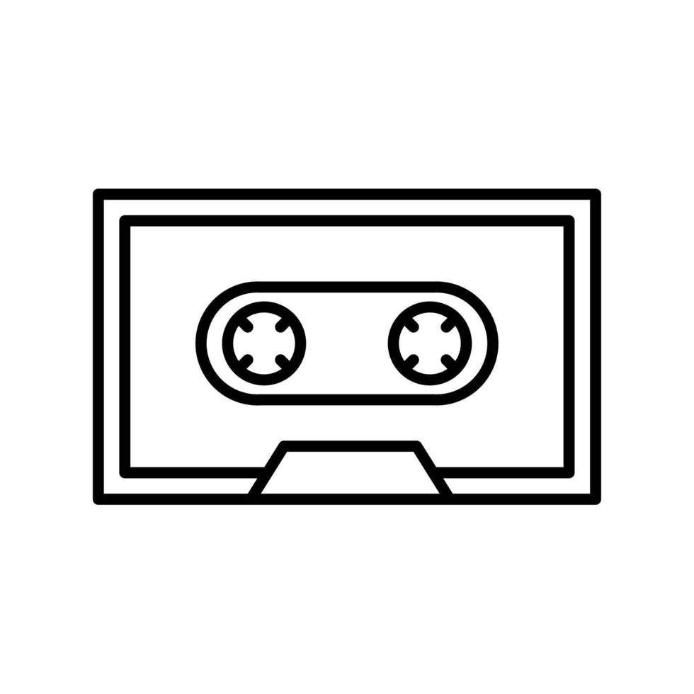 vintage cassette tape outline vector icon isolated on white background. nostalgic old cassette tape icon