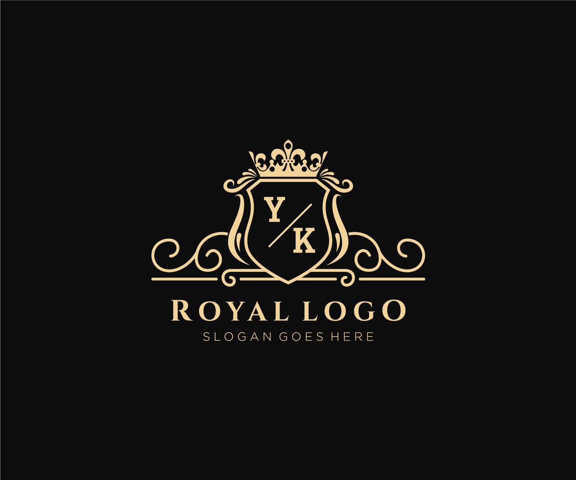 Initial YK Letter Luxurious Brand Logo Template, for Restaurant, Royalty, Boutique, Cafe, Hotel, Heraldic, Jewelry, Fashion and other vector illustration.