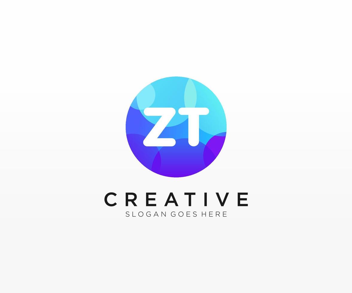 ZT initial logo With Colorful Circle template vector. vector