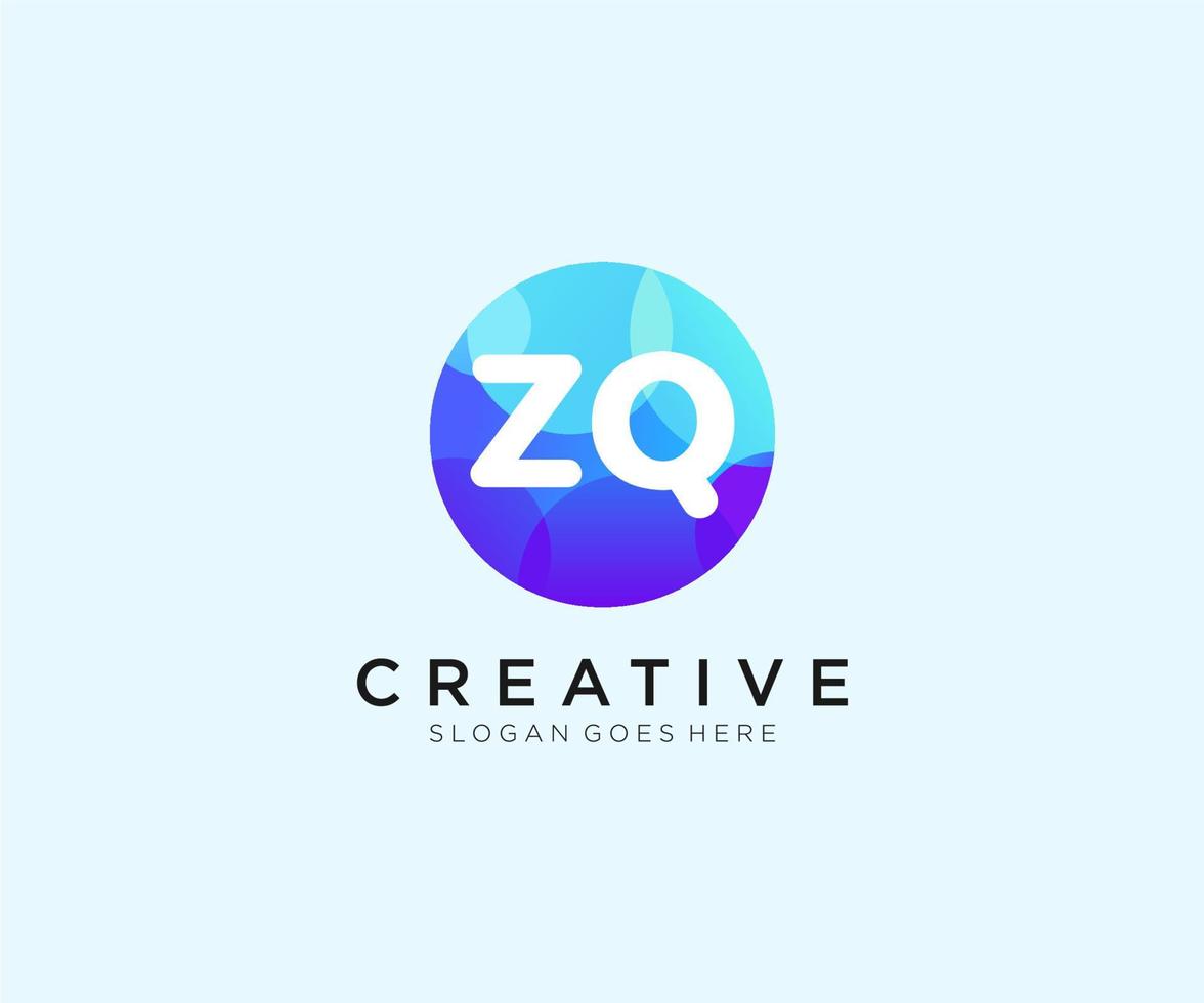 ZQ initial logo With Colorful Circle template vector. vector