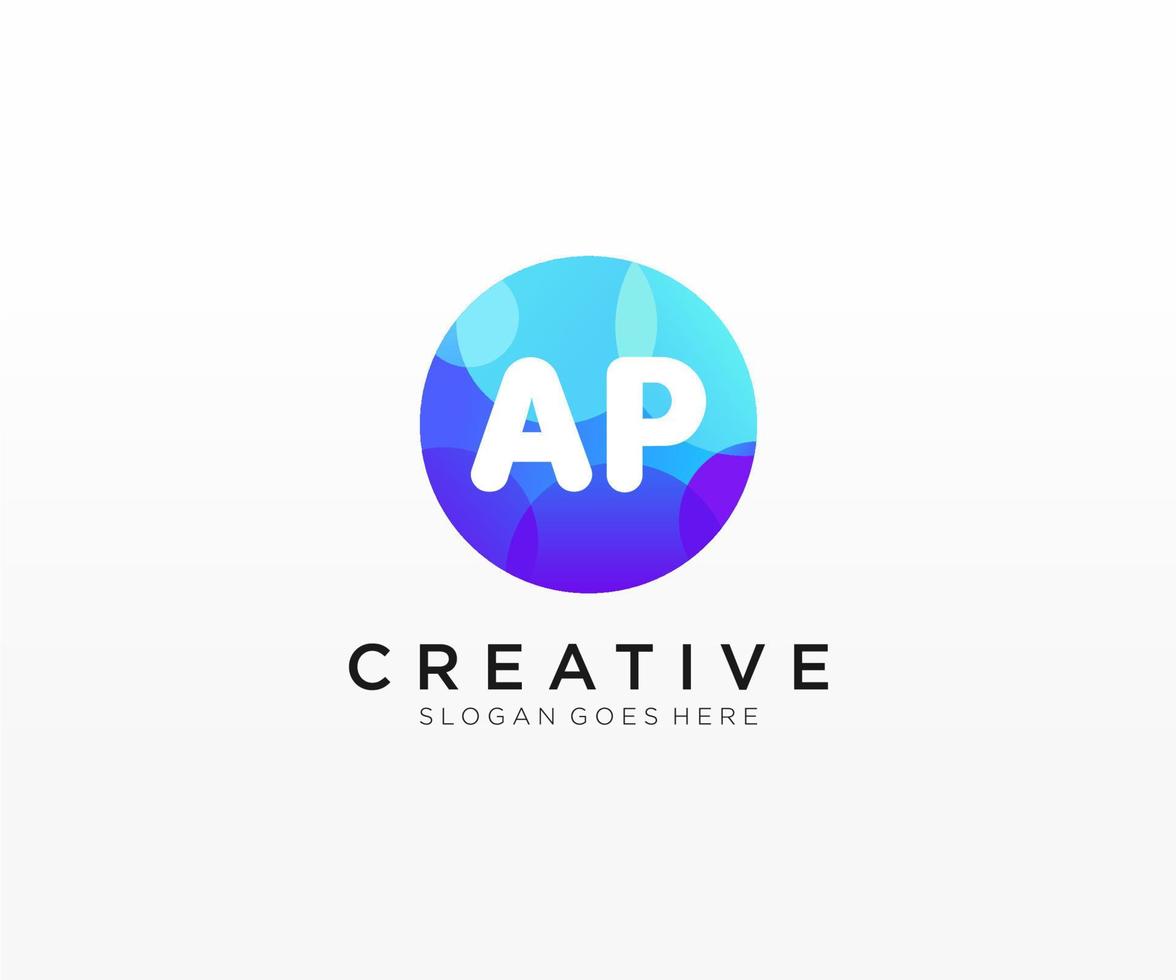 AP initial logo With Colorful Circle template vector. vector