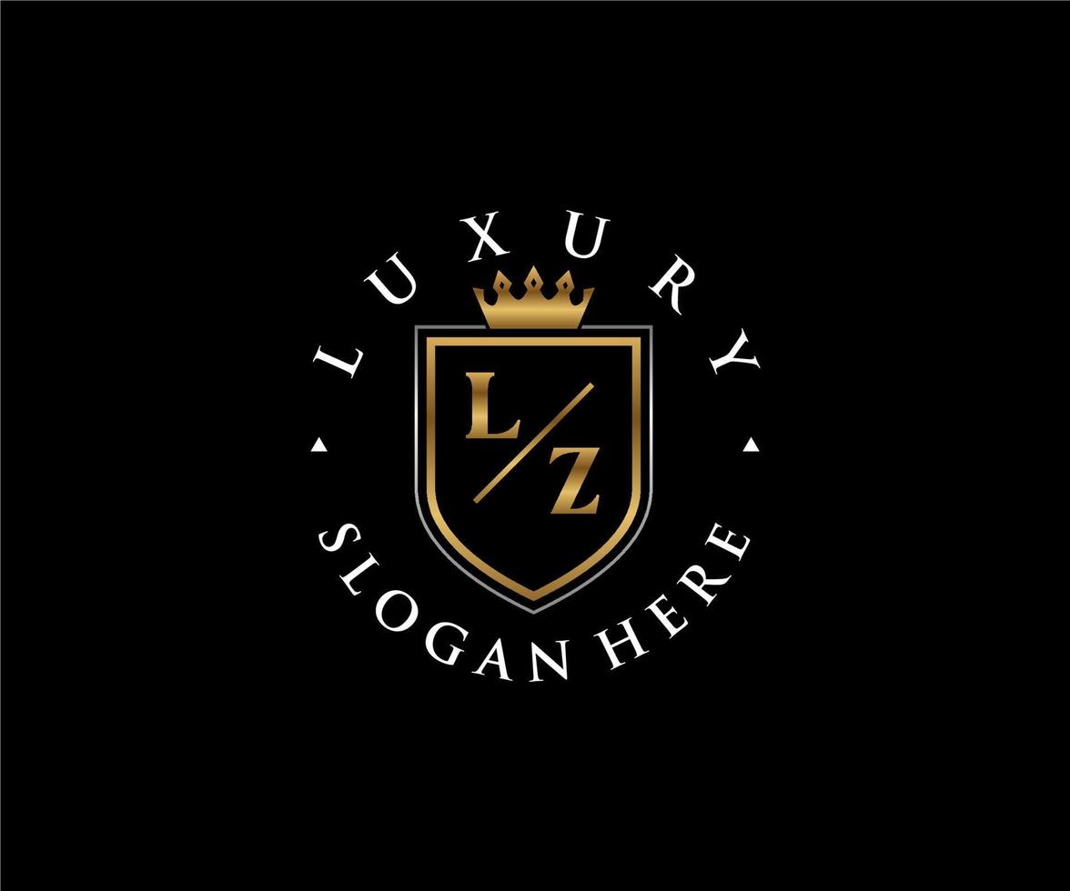 Initial LZ Letter Royal Luxury Logo template in vector art for Restaurant, Royalty, Boutique, Cafe, Hotel, Heraldic, Jewelry, Fashion and other vector illustration.